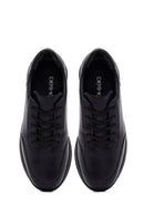Woman Black Lace-Up Thick Sole Leather Sneakers | Derimod