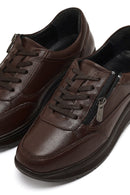 Kadın Kahverengi Bağcıklı Kalın Tabanlı Deri Sneaker | Derimod