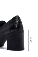 Kadın Siyah Kalın Topuklu Deri Maskülen Loafer | Derimod