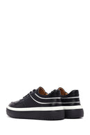 Women's Black Lace-Up Thick-Soled Leather Sneaker | Derimod