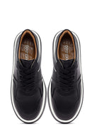 Women's Black Lace-Up Thick-Soled Leather Sneaker | Derimod