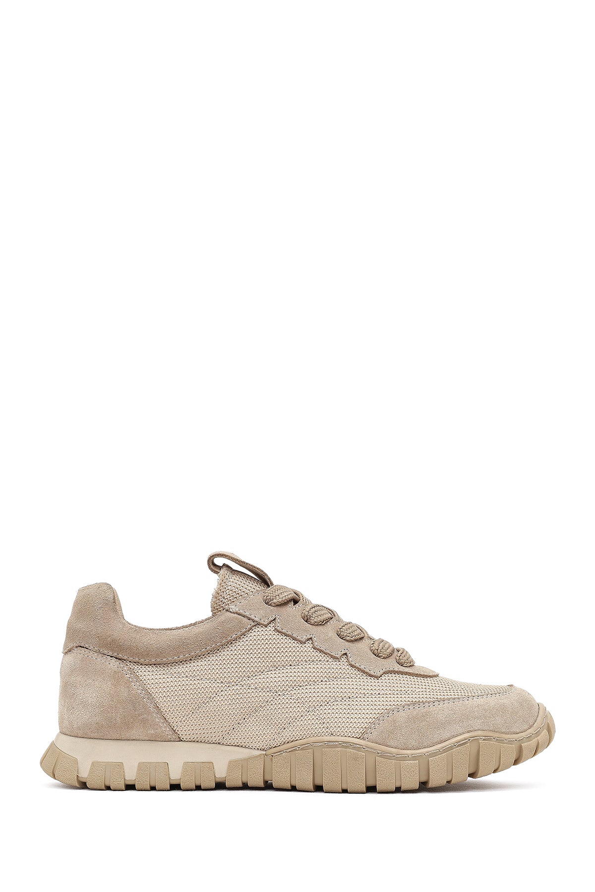 Kadın Bej Bağcıklı Deri Sneaker 25AFD510914 | Derimod