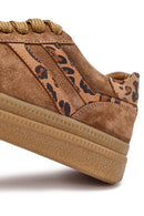 Women's Tan Lace-Up Suede Leather Sneaker | Derimod