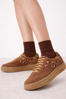 Women's Tan Lace-Up Suede Leather Sneaker | Derimod