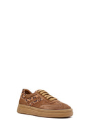Women's Tan Lace-Up Suede Leather Sneaker | Derimod