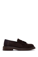 Woman Brown Tassel Suede Leather Loafer | Derimod