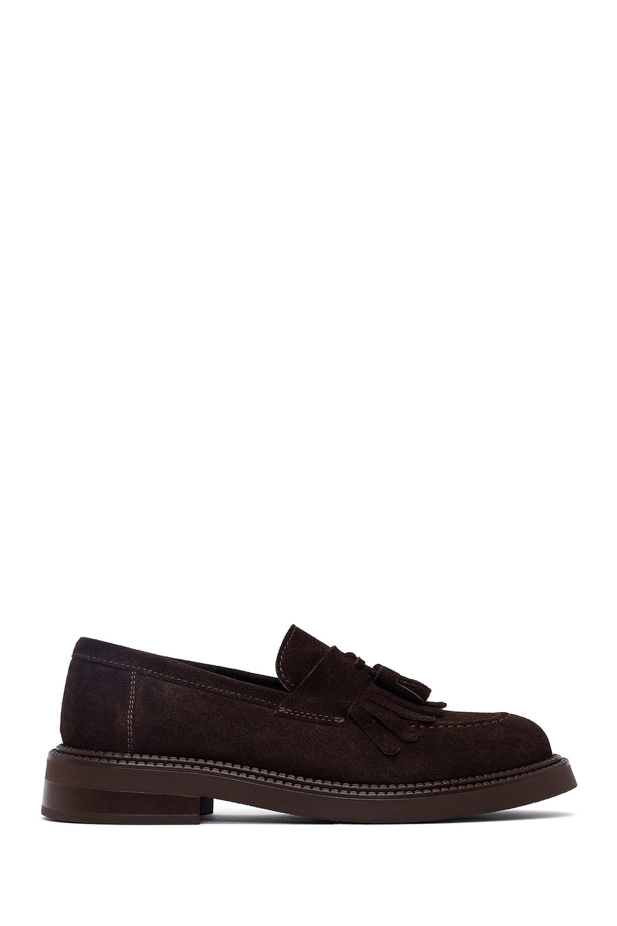 Woman Brown Tassel Suede Leather Loafer 25AFD512310 | Derimod