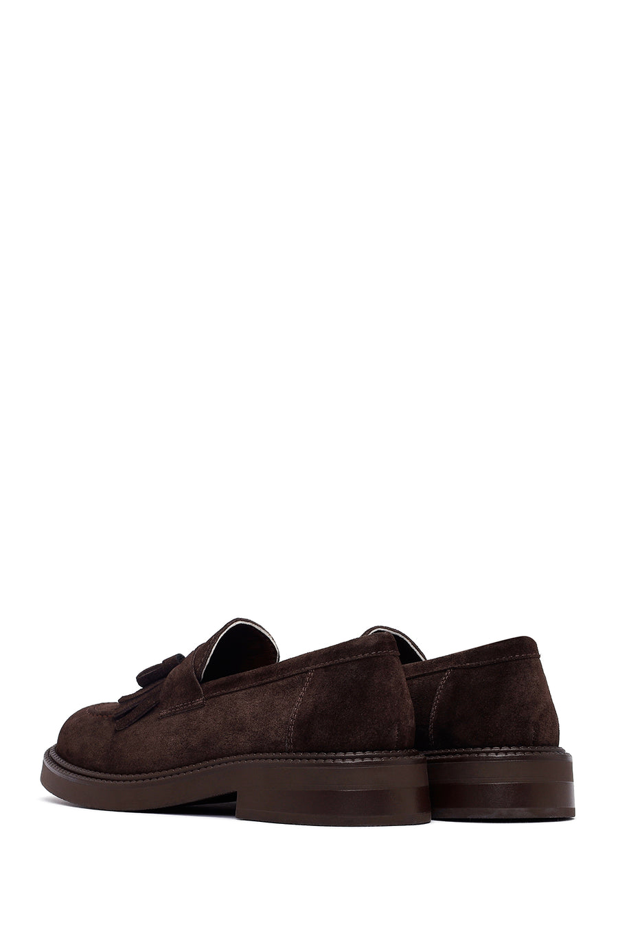 Woman Brown Tassel Suede Leather Loafer
