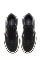 Women's Black Lace-Up Thick-Soled Leather Sneaker | Derimod