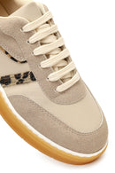 Kadın Bej Bağcıklı Kalın Tabanlı Desenli Sneaker | Derimod