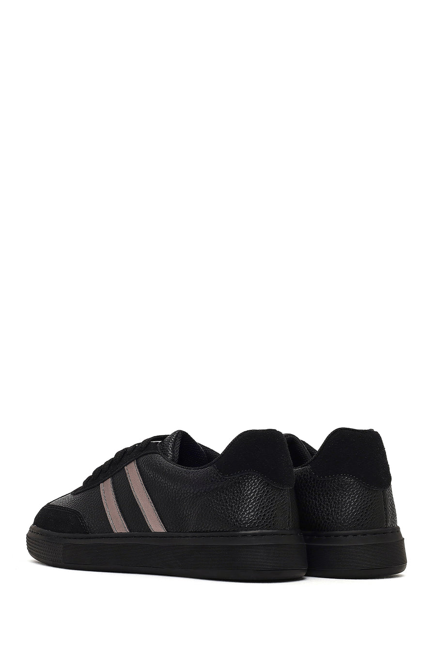 Women's Black Lace-Up Thick-Soled Sneaker