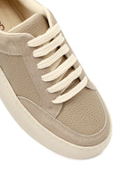 Women's Taupe Lace-Up Thick-Soled Sneaker | Derimod