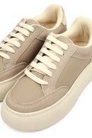 Women's Taupe Lace-Up Thick-Soled Sneaker | Derimod