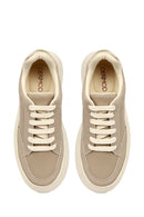Women's Taupe Lace-Up Thick-Soled Sneaker | Derimod