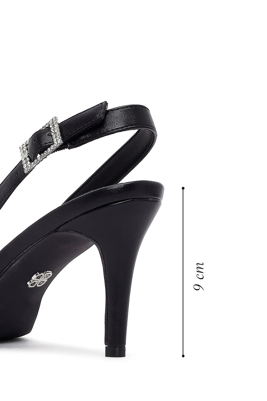 Women's Black Open Back Thin Heeled Shoes