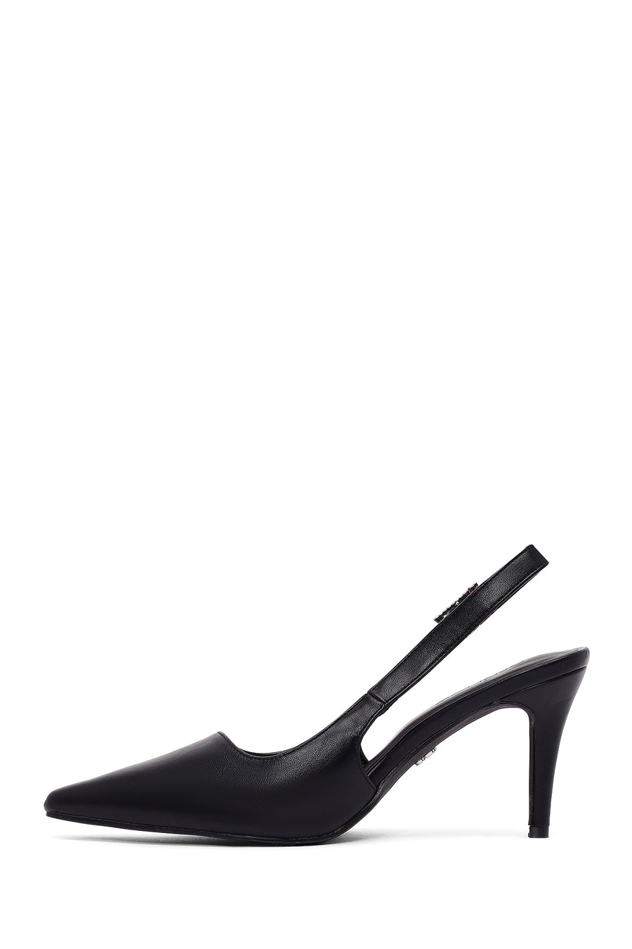 Women's Black Open Back Thin Heeled Shoes