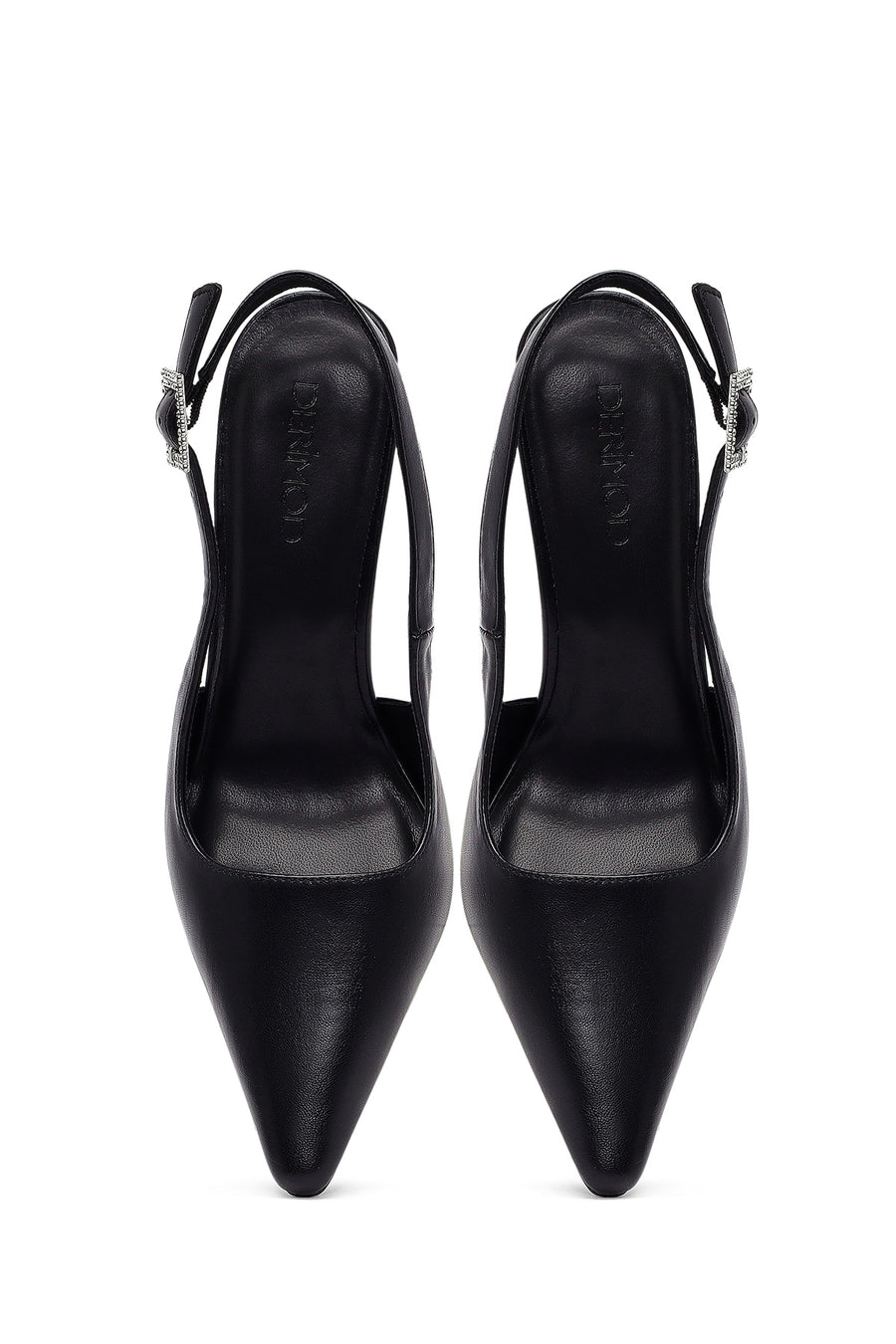 Women's Black Open Back Thin Heeled Shoes