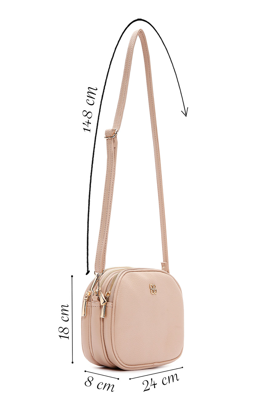 Women's Beige Long Strap Mini Crossbody Bag
