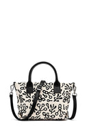 Kastamonu Stone Print Women's Black Long Strap Patterned Fabric Mini Handbag | Derimod