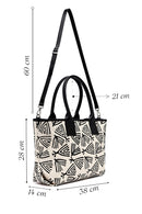 Kastamonu Stone Print Women's Black Long Strap Patterned Fabric Shoulder Bag | Derimod