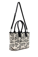 Kastamonu Stone Print Women's Black Long Strap Patterned Fabric Shoulder Bag | Derimod