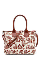 Kastamonu Stone Print Women's Tan Long Strap Patterned Fabric Shoulder Bag | Derimod
