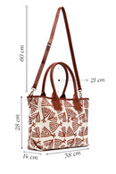 Kastamonu Stone Print Women's Tan Long Strap Patterned Fabric Shoulder Bag | Derimod