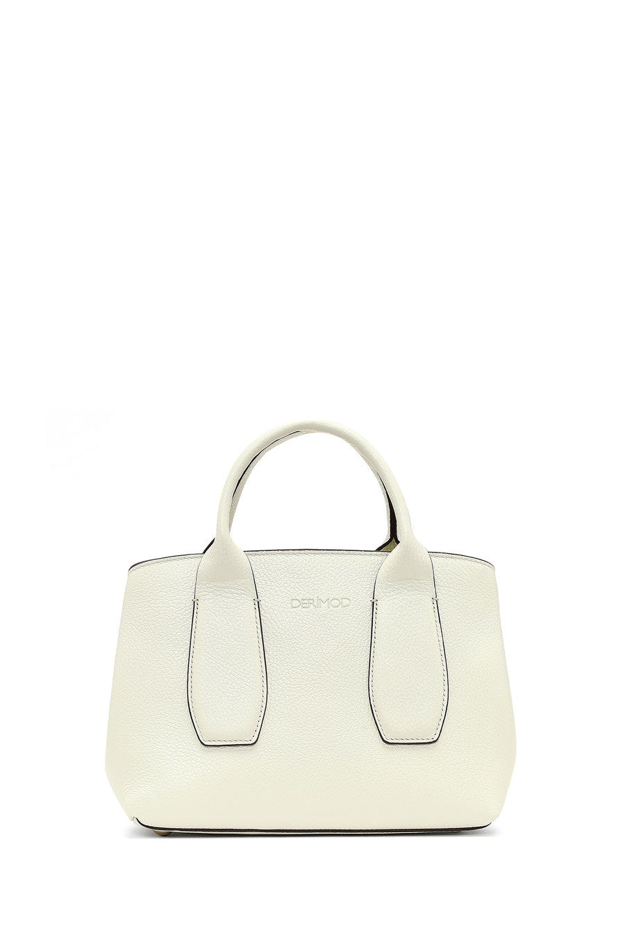 Women's Cream Long Strap Classic Leather Handbag