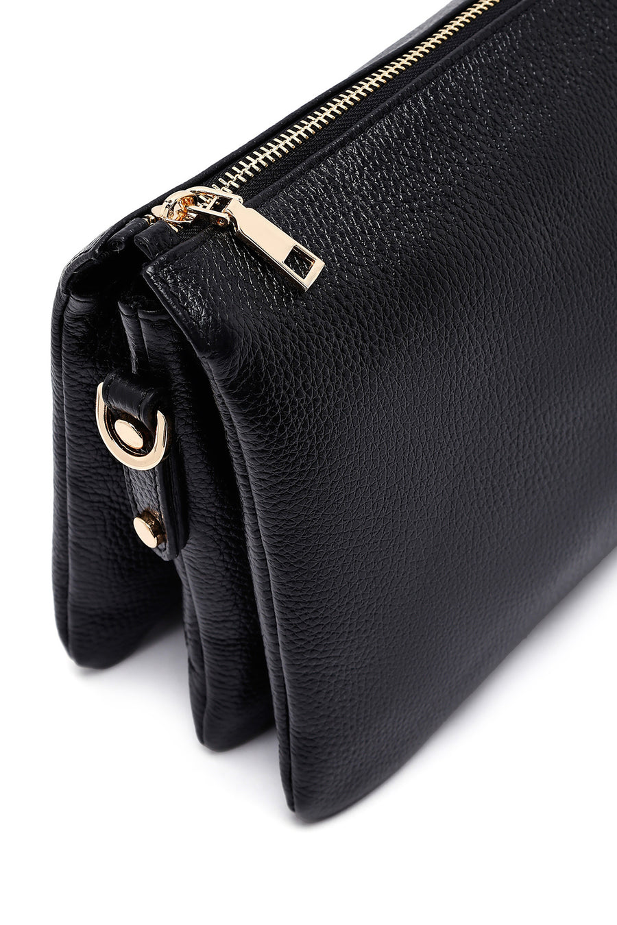 Woman Black Long Strap Leather Shoulder bag