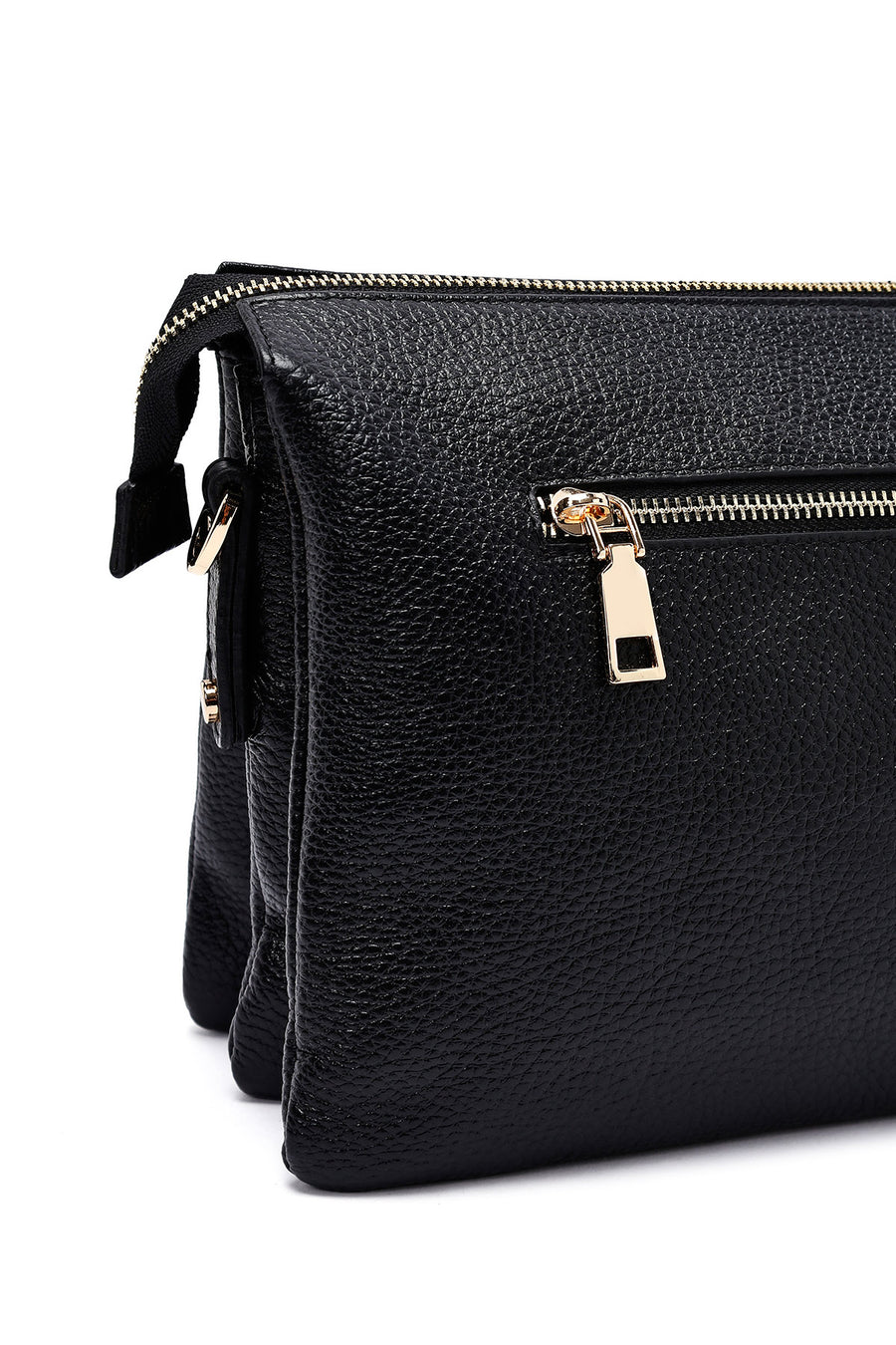 Woman Black Long Strap Leather Shoulder bag