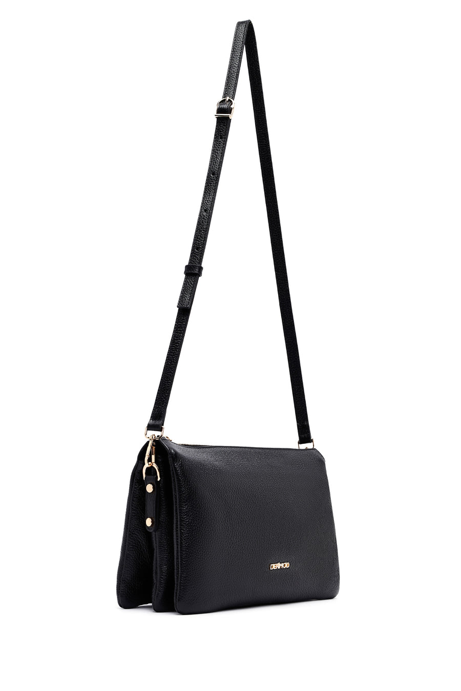 Woman Black Long Strap Leather Shoulder bag