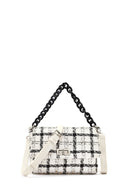 Women's White Long Strapped Patterned Fabric Crossbody Bag | Derimod