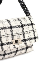 Women's White Long Strapped Patterned Fabric Crossbody Bag | Derimod