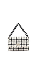 Women's White Long Strapped Patterned Fabric Crossbody Bag | Derimod