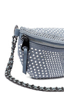 Women's Blue Long Strap Stone Crossbody Bag | Derimod