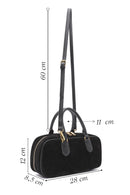 Women's Black Long Strap Suede Leather Handbag | Derimod