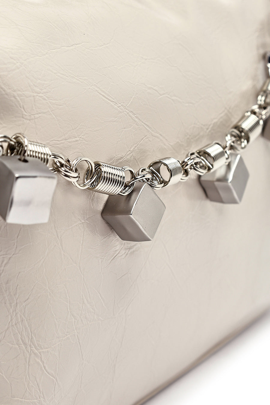 Women's Beige Long Strap Chain Detailed Shoulder Bag