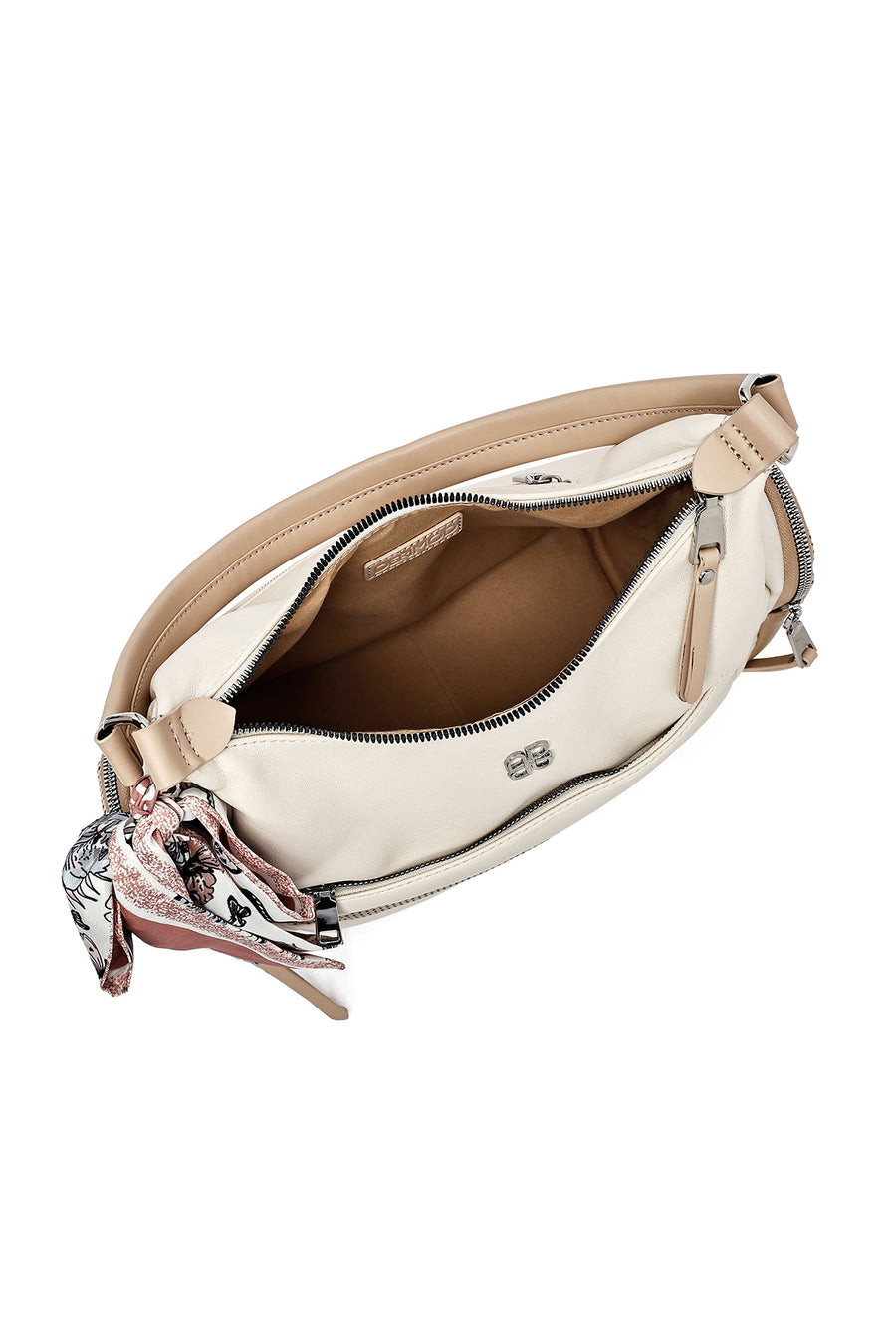 Women's Cream Long Strap Shoulder Bag