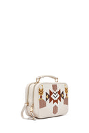 Women's Cream Printed Long Strap Crossbody Bag | Derimod