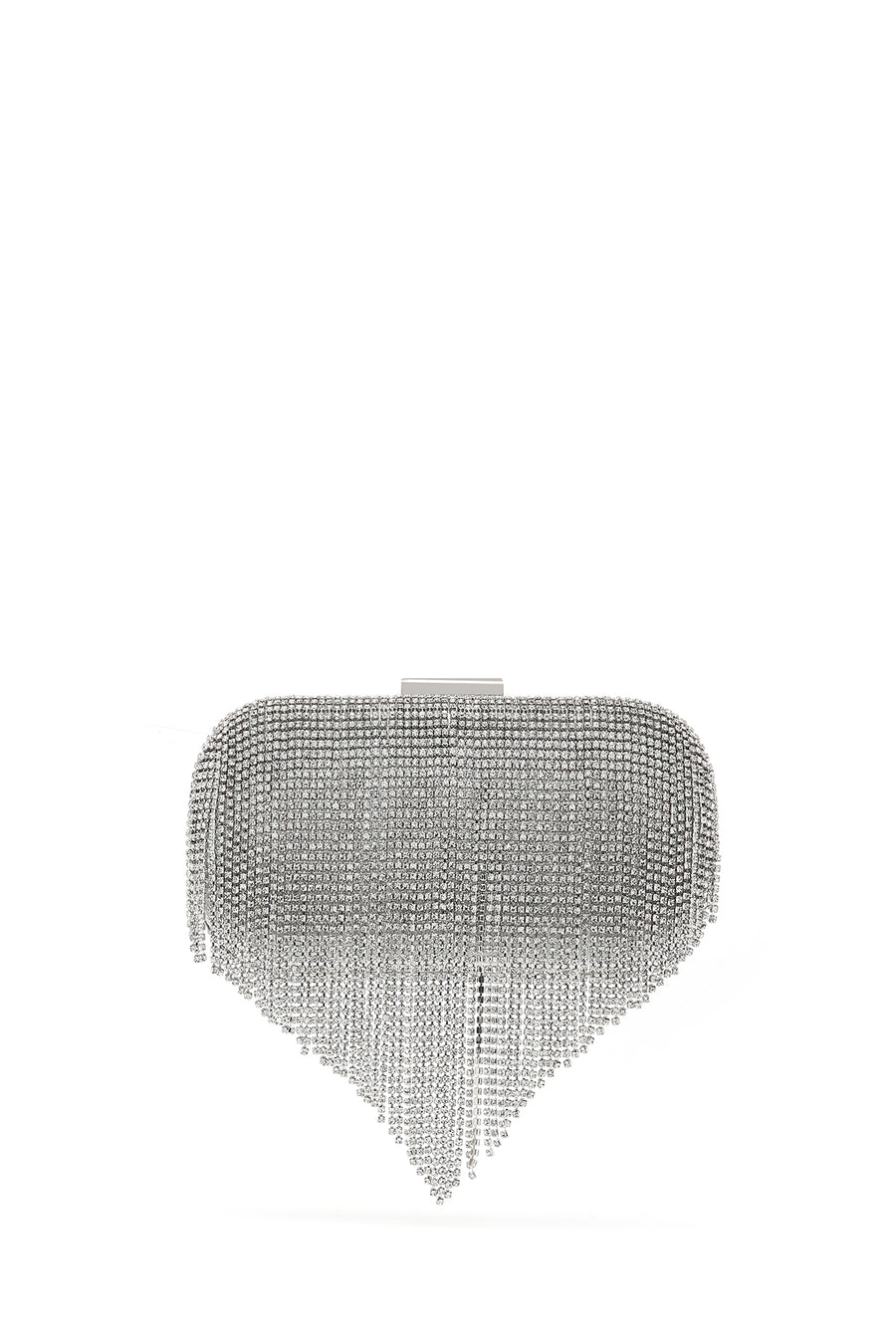 Women's Silver Long Chain Strap Stone Evening Mini Clutch Bag 25SBD2704TS | Derimod