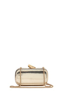 Women's Gold Long Strap Metallic Mini Clutch Evening Bag | Derimod