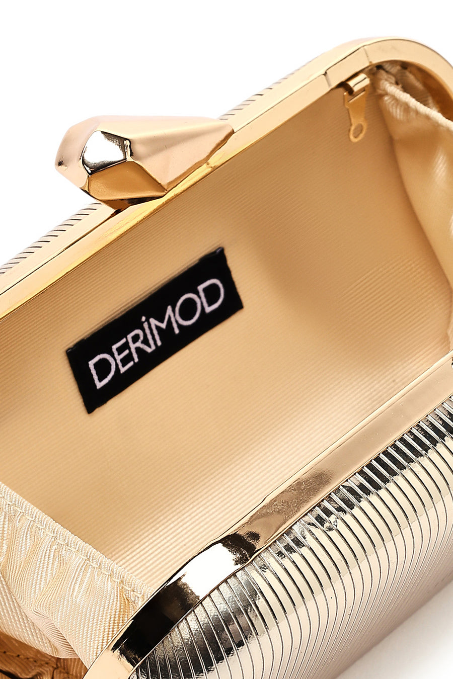 Women's Gold Long Strap Metallic Mini Clutch Evening Bag