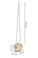 Women's Gold Long Strap Metallic Mini Clutch Evening Bag | Derimod