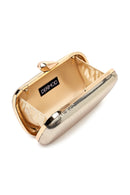 Women's Gold Long Strap Metallic Mini Clutch Evening Bag | Derimod