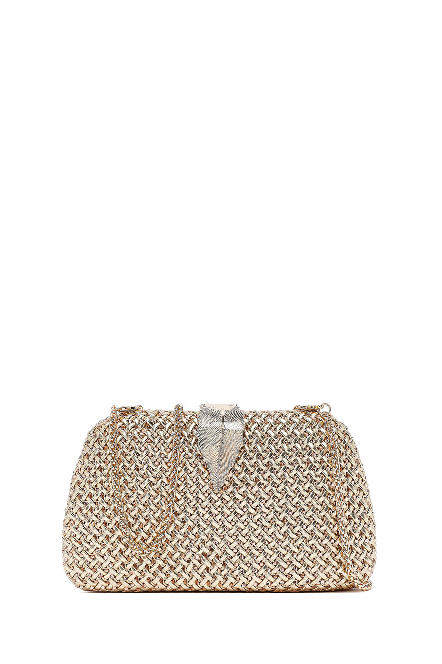 Women's Gold Long Chain Strap Mini Metallic Evening Box Bag 25SBD273132 | Derimod