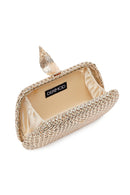Women's Gold Long Chain Strap Mini Metallic Evening Box Bag | Derimod