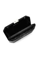 Women's Black Long Chain Strap Stone Mini Evening Box Bag | Derimod