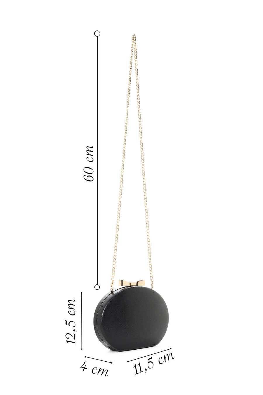 Woman Black Long Strap Mini Clutch Evening Bag