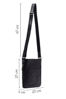 Men's Black Long Suspender Leather Messenger Bag | Derimod