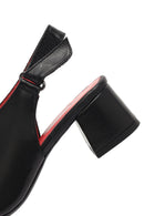 Women's Black Ankle Strap Low Heeled Leather Sandals | Derimod